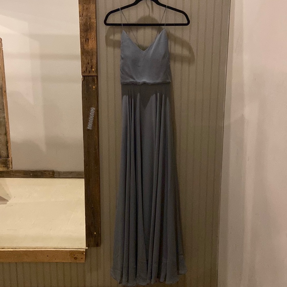 Jenny Yoo Collection Size 2 Gray Floor Length Prom Dress